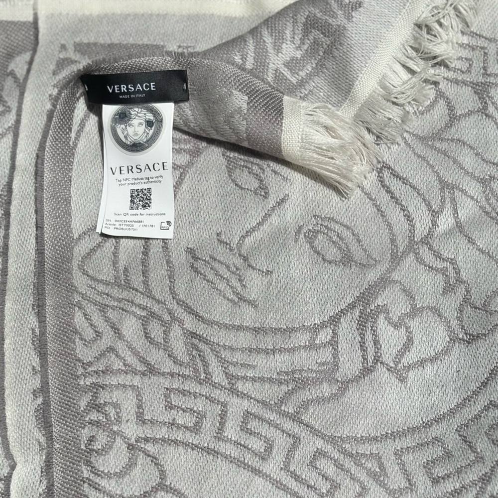 Versace Gray and Cream Scarf